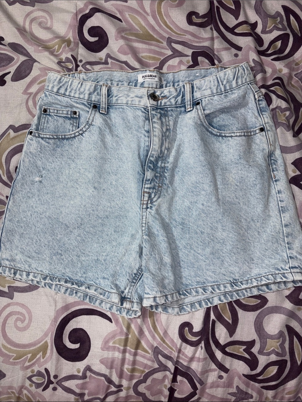 Pull&Bear Light Blue Acid Wash Denim Shorts